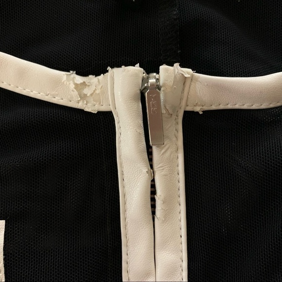 Berek Transparent Faux Leather Mesh Black Zipper Front Jacket Coat Size Large - Picture 7 of 7